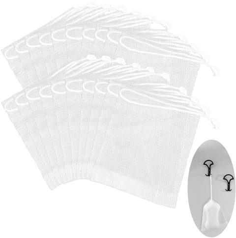 Giantree 20 Stück Seifensäckchen, Seifenbeutel mit Kordelzug Seifenbeutel Nylon Schaumnetze Peeling-Seifenbeutel Zubehör Peeling Netz Tasche für Baden Gesichtsreinigung Werkzeug