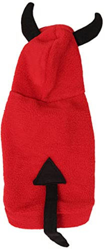 Milisten Hundekleidung Winterkleidung aus Fleece mit Teufelsmotiv für Haustierbedarf für Halloween und Kühle Tage