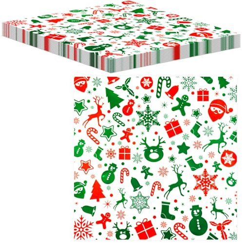 MORAINJAY 100 Blätter Backpapier, Wachspapier, käsepapier, Deli Papierblätter, Butterbrotpapie, BurgerPommes, Umweltfreundliches Lebensmittel Einpackpapier weihnachten (30x30 cm)