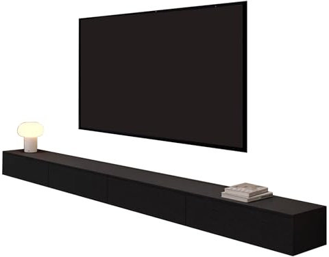 Schwebender Wohnzimmerschrank mit Kabellöchern, einfacher Stil, Aufbewahrungsregal (200 x 20 x 24 cm)