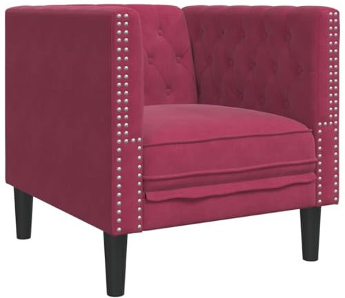 vidaXL Chesterfield Sessel, Loungesessel mit Knopfheftung, Polstersessel Relaxsessel für Wohnzimmer, Clubsessel Cocktailsessel Sofa, Weinrot Samt