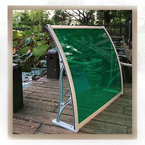 Fenster-/Tür-Markise, Überdachung, Regenschutz, Außendach für Haus, Zelt, Verkleidung vorne über der Veranda, Terrasse, UV-Schutz, Schneeschutz, Sonnenlichtschutz, Vollblech, grün mit aluminiumgr