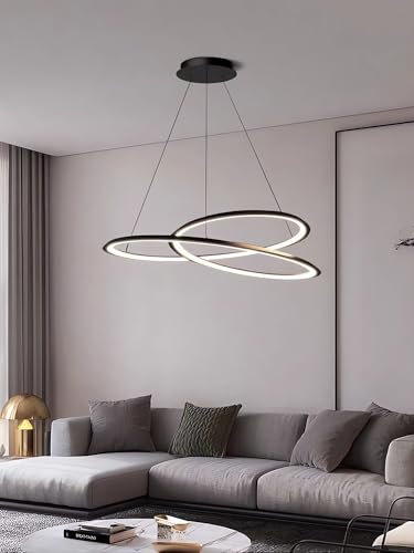 QYSMGS LED-Pendelleuchte Moderne Decken-Hängeleuchte Dimmbar mit Fernbedienung Spiralförmige Hängelampe Höhenverstellbare Hängelampen für Wohnzimmer Schlafzimmer Büro Esszimmer (100cm)