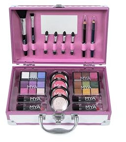 MYA Cosmetics Mya Bon Voyage Make-up-Set mit Lidschatten, Rouge, Gloss und professionellen Pinseln (weiß)