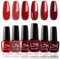 DMQ Red Nail Polish Set, 6pc Wine Burgundy Cherry Glitter Varnish - Non-Toxic Water Based Holographic Gel - Nail Art Manicure Kit Gifts