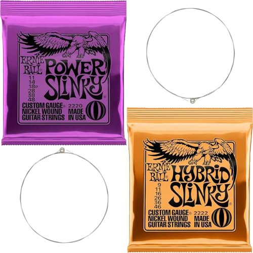 2 juegos de cuerdas de guitarra eléctrica, cuerdas de guitarra para cuerdas de guitarra eléctrica súper delgadas para guitarras eléctricas de 6 cuerdas (11-48 y 09-46)