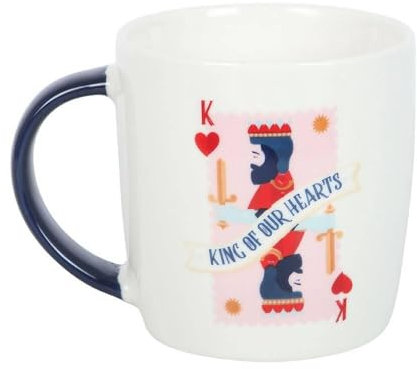 Something Different King Of Our Hearts Giocando a Carte Tazza Set (Taglia Unica) (Bianco, Blu)