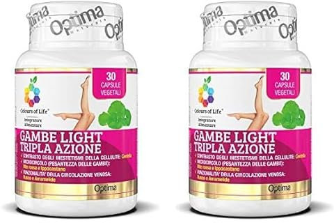 Colours of Life Gambe Light Tripla Azione - Integratore Di Vite Rossa, Centella, Rusco, Ippocastano E Amamelide - 30 Capsule Vegetali (Confezione da 2)