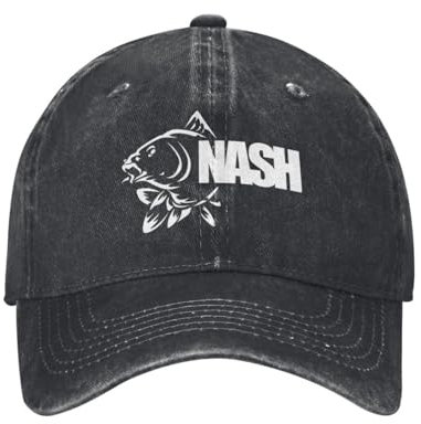 UIOPPIOS Vintage Nash Angeln Logo Baseballmützen für Männer Frauen Distressed Denim Snapback Cap Karpfen Fisch Tackle Angeln Outdoor Hüte Kappe