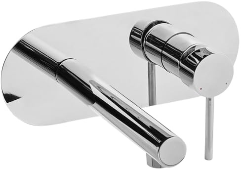 Einzelhebel-Wandarmatur für Waschbecken mit 3 Löchern Messing silber Clavijo