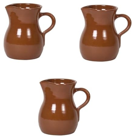 PCMOVILES – Pack de 3 Jarras para Vino de Barro 1000 ml | Jarras Tradicionales para Hostelería y Hogar | 15 x 20 cm | Ideal Restaurantes, Bares y Mesas Rústicas