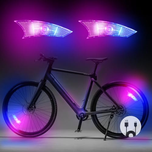 flintronic 4PCS/2PCS Luz para Radios de Bicicleta, Luz LED Intermitente para Ruedas de Neón, Luz Impermeable para Radios de Bicicleta, 3 Modos de Parpadeo, Fácil de Instalar