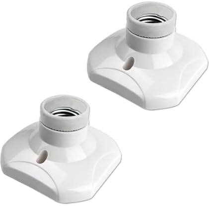 GQunit 2pcs E27 Screw Light Bulb Socket Holder, ES Lamp Holder Base, Edison Screw E27 Wall Socket, Ceiling Light Fitting, AC 220-250V, White