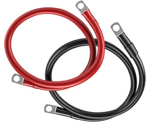 Câble de batterie M8 50cm, 2 pièces 50cm 12V 5AWG Câble de batterie 16mm², rouge & noir Câble de démarrage Câble de batterie Câble de masse avec bornes M8, câble de mise à la terre pour voiture, moto