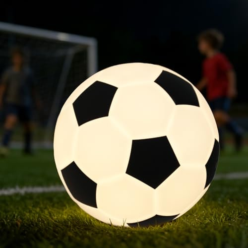 Yiliaw Fußball LED Nachtlicht Kinderzimmer, RGB Silikon Lampe mit Farbwechsel, Dimmbar & Wiederaufladbar, Aufblasbares Schlaflicht für Jungen Mädchen, BPA-frei Kinder Nachtlampe