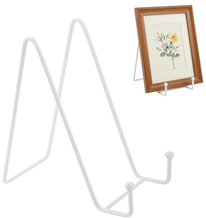 Healeved Metal Plate Stand Picture Easel Stand for Display Tabletop Photo Frame Holder for 6X4 Photo Frame Decorative Plate Holder for Art Books Platter Kitchen Study Office