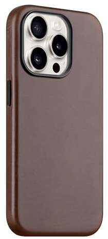 maogoam Echt Leder Hülle für iPhone 14 Pro, Kompatibel mit MagSafe, Eleganter Stil, Dunkelbraun, Vollnarbenleder, Handyhülle