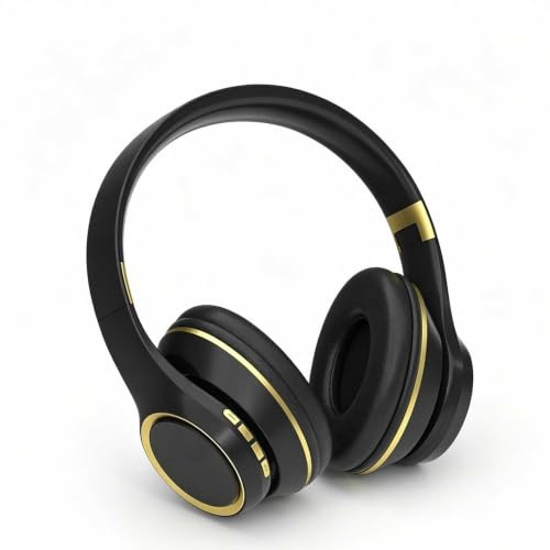 DOCANIO Wireless Over Ear Bluetooth Headphones, Bluetooth 5.1 Noise Cancelling Headset with 40mm Driver, Foldable Gaming Headphones for Phone PC Laptop, 4 Colours White Black Blue Red black