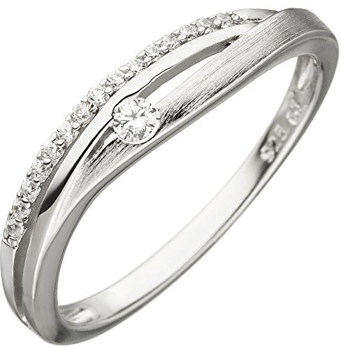 Schmuck Krone Ring mit weißen Zirkonia 925 Silber rhodiniert Silberring Fingerschmuck Damen, Ringgröße:Innenumfang 58mm ~ Ø18.5mm