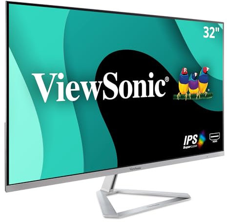 ViewSonic VX3276-MHD-2 Moniteur IPS 32 Full HD, VGA, HDMI, DisplayPort, hauts-parleurs, chassis argenté sans bords