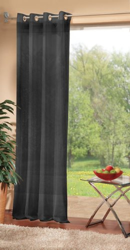 Gardinenbox Voile Ösen Schal Uni, HxB 225x140 cm, Schwarz, 20332