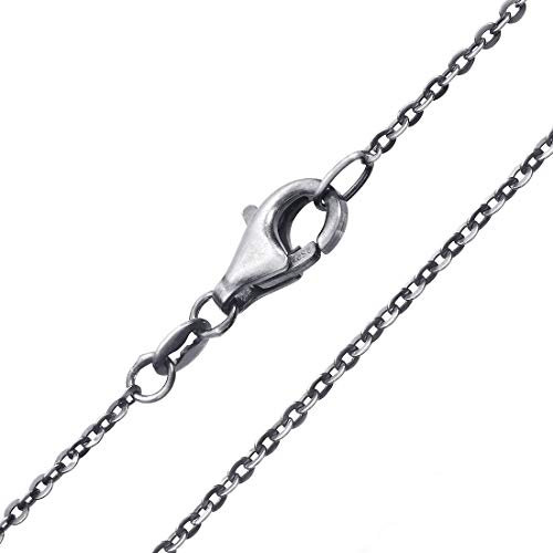 MATERIA 925 Silber Halskette für Frauen Herren - feine Ankerkette 1,2mm Kette 50 cm antik oxidiert K96-50