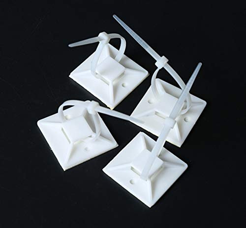 50 Stück Bayli Klebesockel für Kabelbinder Weiß 20x20 mm | [Zwei-Wege] Befestigungssockel Selbstklebend | Kabelschelle Klebepads | Kabelbinderhalter | Montagesockel Set mit Klebefläche | Schraubsockel