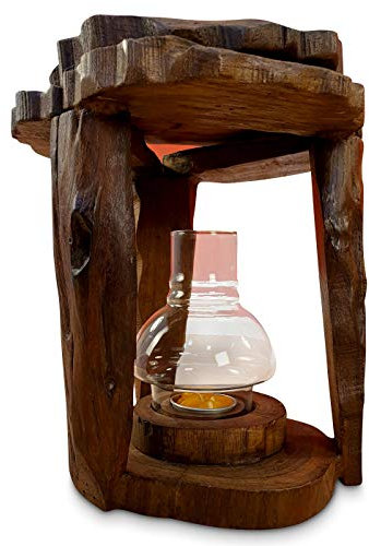 Wurzelholz Windlicht - Teak Holz Laterne - Windlicht für Terrasse Garten oder auch Wohnzimmer (Braun)
