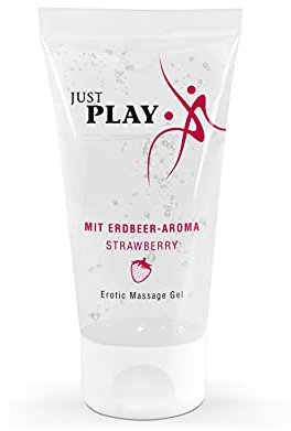 Just Play Just Play Erotic Massage-Gel Strawberry - sinnliches Gleitgel für Frauen und Männer, Wasser-Basis, latexkondom-sicher, mit Erdbeer-Aroma, 50 ml, 60 g