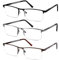 JJWELL 3 Pack Blue Light Reading Glasses for Men, Lightweight Metal Rectangle Semi Rimless Readers for Men, Anti Eyestrain/Computer Glare/UV, Half Frame Spring Hinge Eyeglasses with Pouches