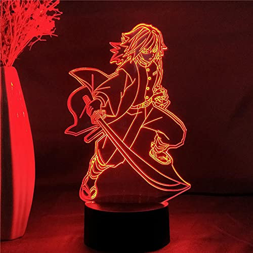 Anime 3D Illusion Licht Tomioka Giyuu - LED Nachtlampe Demon Slayer Manga Dekorative Inneneinrichtung Ideal Kind Geburtstagsgeschenk-16 Farbe mit Fernbedienung
