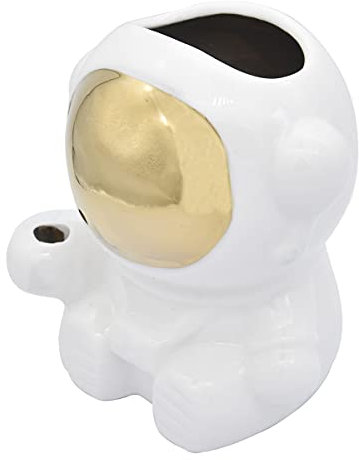 SIPLIV Pot à crayons en céramique - Pour astronaute - Pour bureau, salle de classe, maison - Blanc