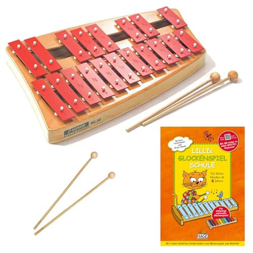 Sonor NG30 NG-30 Glockenspiel für Kinder + Lilli´s Glockenspiel Schule Lehrbuch+ keepdrum MST04 Schlägel 1 Paar