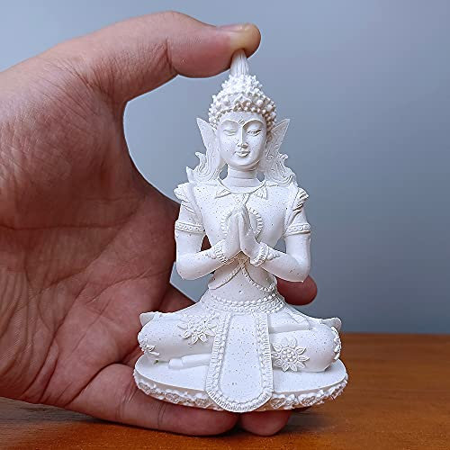 HYFAN Kleine Meditations-Buddha-Statue, harmonische Yoga-Figur, Sammlerstück, Handwerk, Feng Shui-Skulptur, Dekoration für Zuhause, Büro, Regal, Schreibtisch (Weiß 1)