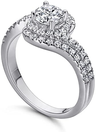 Ring Damen Silber 925, Ringe Silber Jugendliche, Weißes Gold Luxus Verdrehter RingRing Silber 62 (19.7)