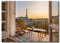 Leinwandbild Window View Paris | Fensterblick | 50 x 70 cm Querformat | Bild auf Leinwand | Paris Frankreich Aussicht Ausblick Eiffelturm | Deko | modern | Wohnzimmer Schlafzimmer Büro Home Büro