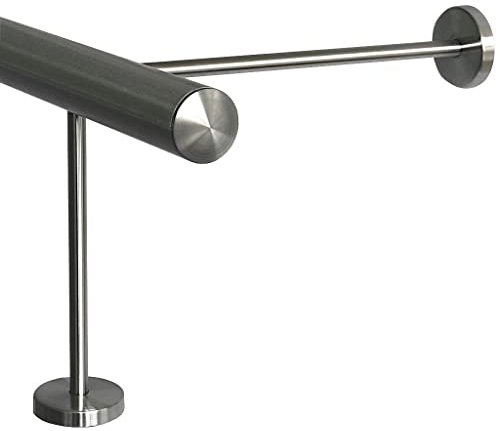 TIBU Fußstütze V2A Edelstahl Ø 33,7 mm 30-590 cm, Länge= 130 cm 2 Paar Halter 20/30 cm Barstange Tresenstange