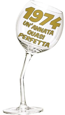Bombo Bicchiere in Vetro Calice storto per compleanno 50 anni - 440 ml