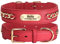 Didog Hundehalsband aus echtem Leder, geflochtenes Leder, personalisiert mit graviertem breitem Namensschild, verstellbare und langlebige Hundehalsbänder für kleine, mittelgroße Hunde, rot, M