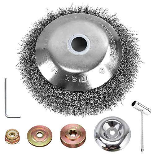 Qinglee Unkrautbürste für Rasentrimmer, Profi Trimmer Unkraut 200mm*25.4mm, Unkraut-Bürste, Trimmer mit Unkrautbürste, Freischneider Zubehör, Effektive Moosentfernung, Rostentfernung, Unkraut Jäten
