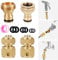4 pack Garden Hose Tap Connector Set, Brass Outside Tap Hose Nozzle Quick Connect Set - 3/4&1/2'' 2 in 1 Female Threaded Tap Adapter, 3/4'' Male Threaded Adapter for Spray Gun, Hose Pipe End Connector