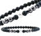 EUMENIDES Lot de 2 bracelets de cheville magnétiques en pierre givrée noire, 24 cm de long, 6 mm, pierre naturelle givrée, améliore le sommeil, (pierre de pin blanche + aimant)