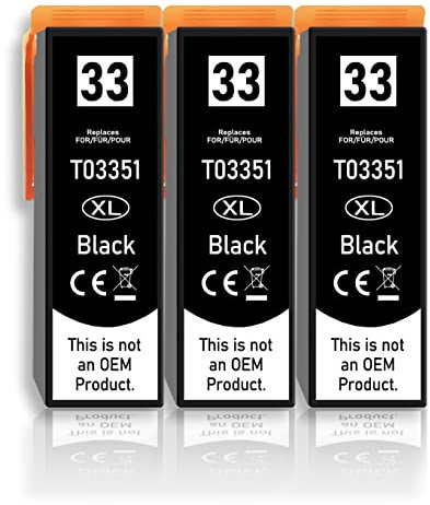 3er Sparpack Black kompatibel mit Epson 33XL Druckerpatronen für Epson Drucker XP-540 XP-530 XP-7100 XP-645 XP-640 XP-635 XP-630 XP-900 XP-830