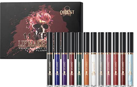 Skull Diamond Lip Gloss Perlglanz Bunte Lippenfarbe Flüssiger Lippenstift Farblose Lippenglasur Rich Lip Oil 11 Farben Set