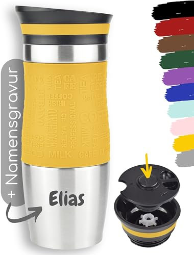 Milu Taza aislante de café con grabado - 370ml 450ml - idea de regalo regalo personalizado regalo de cumpleaños navidad para hombres mujeres mamá papá novia (370ml, Mango)