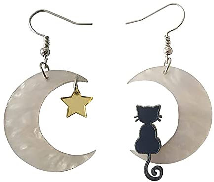 Kleine süße Katze Mond Stern Mond baumeln Ohrringe Ohrringe für Frauen Mädchen Katze Stern Mann Katze Ohrringe Mond Stern Ohrringe Ohrringe Stahl