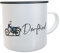 Tasse Dorfkind Emaille-Becher Kaffeetasse mit Spruch Emailletasse Dorfkinder Blechtasse Landfrauen (Moped blau)