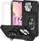 Dechyi Cover per Iphone 14 Pro Max 6.7 Pollici con Vetro Temperato Custodia con Scorrevole Protezione Fotocamera Custodia Rotante Anello Supporto Antiurto TPU Bumper Custodie-Nero