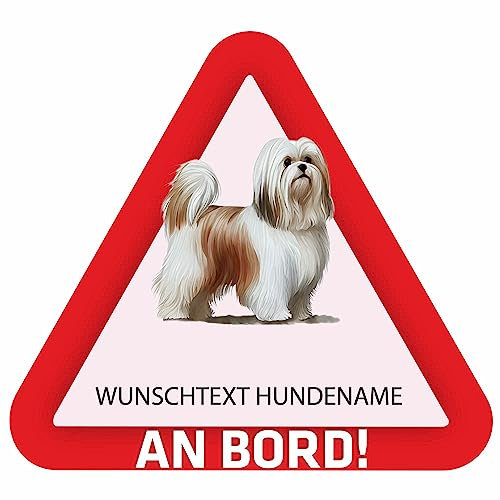 Indigos UG - Autoaufkleber selbst gestalten Malteser - 15 cm Hunde Sticker selbstklebend - Heckscheibenaufkleber - Name und Wunschtext personalisiert - Motorrad - LKW