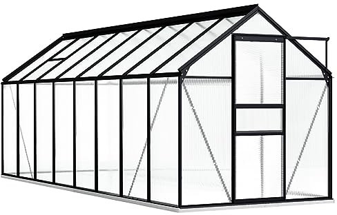 ARKEM Serre avec Cadre de Base Anthracite Aluminium 9,31 m²,Carport Abri Voiture,Serre Tunnel